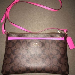 Excellent coach crossbody brown and pink